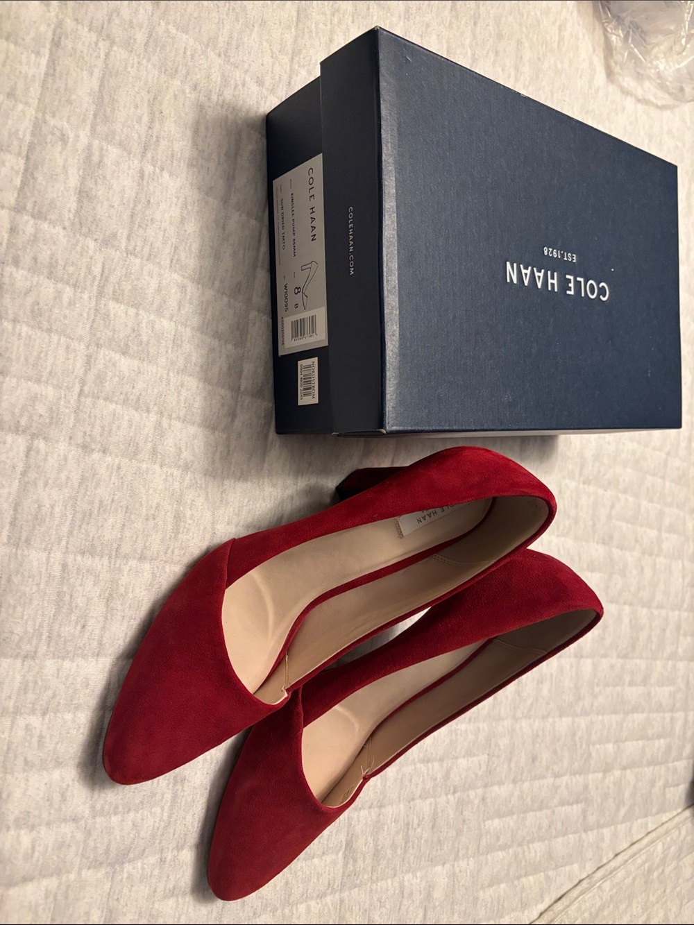 Cole Haan Red Suede Pointed-Toe Heels